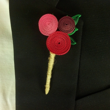 funky groom boutonniere, paper flower boutonniere, unique boutonniere