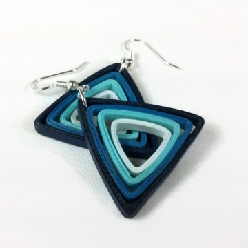 purple triangle, blue triangle, green triangle, geometric earrings, gift idea