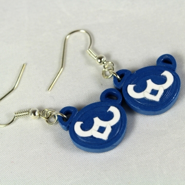 cubs earrings, cubby bear earrings, bear earrings, blue bear earrings, blue cubs