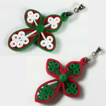 Christmas cross pendant, red and green jewelry, Christmas jewelry, necklace