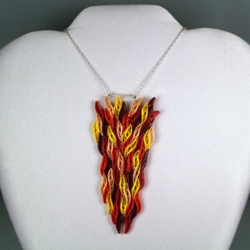 Fire Necklace Paper Quill Flames Large Pendant fire necklace, flame necklace, paper quill fire necklace, fire pendant, eco chic
