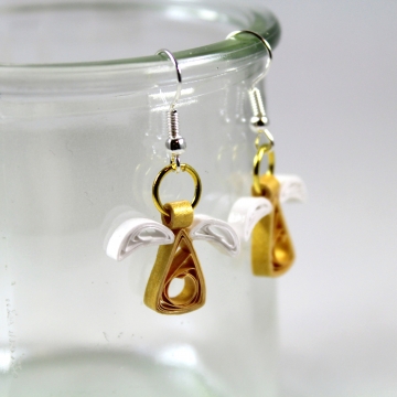 Gold Angel Earrings Christmas Quilling gold angel earrings, angel earrings, gold angels, paper quill angel, paper angel