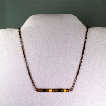 Copper Gold Bar Necklace Paper Quilled Beads horizontal bar necklace, layering necklace, minimal necklace, copper beads