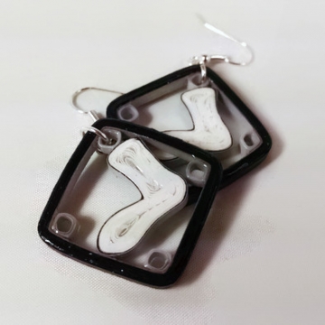 Chicago Socks Earrings, Paper Quilling Jewelry, white black silver