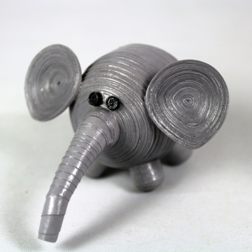 Paper Quilled Elephant Animal Figurine gray elephant figurine, gray elephant ornament, grey elephant figurine