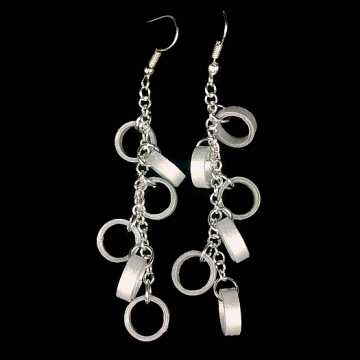 paper quilled silver rings cluster earrings, silver hoop cluster, silver cluster