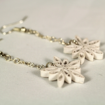 snowflake dangles, snowflake jewelry, paper snowflake earrings