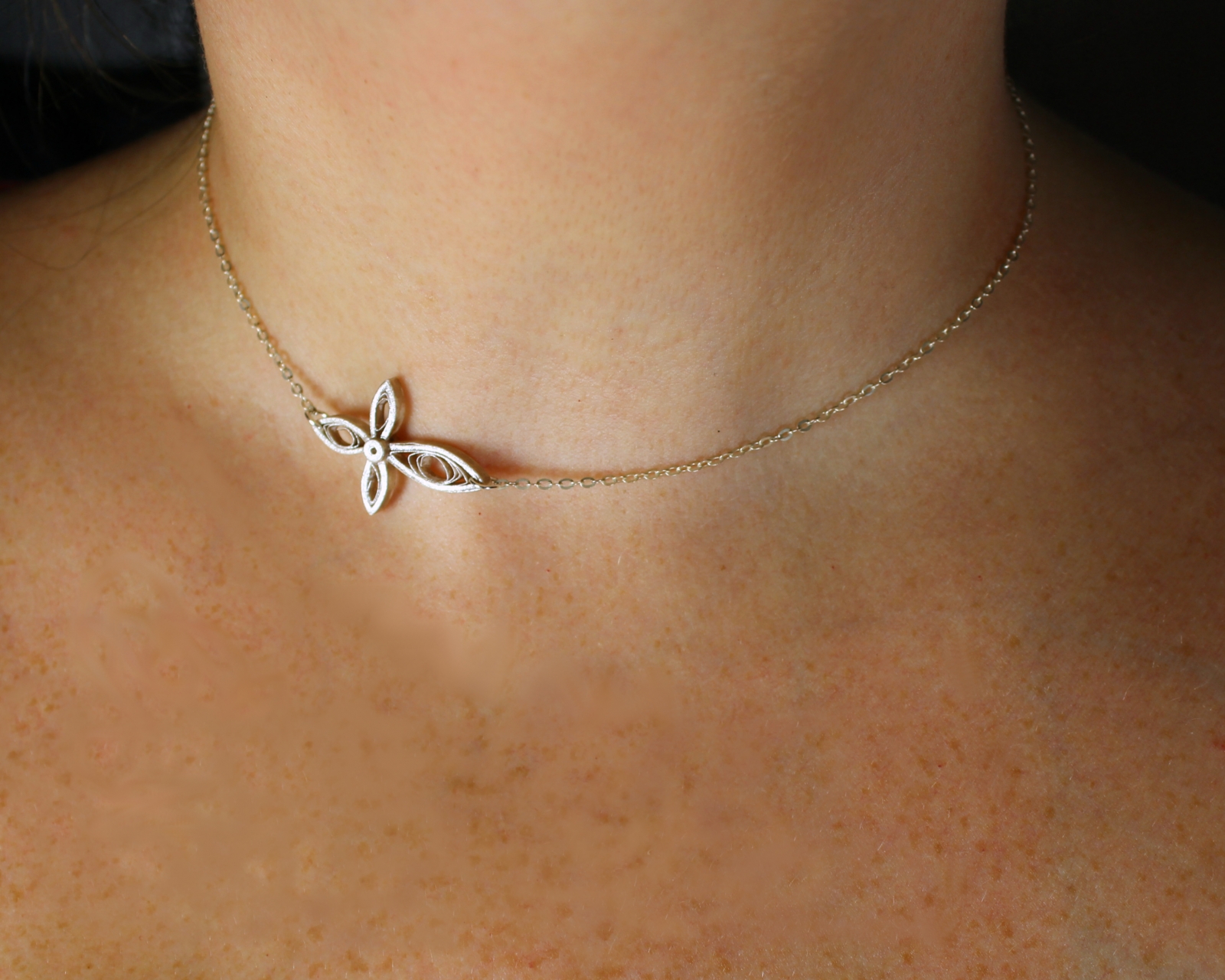 Dainty Sideways Cross Necklace Quilling Sweethearts and Crafts