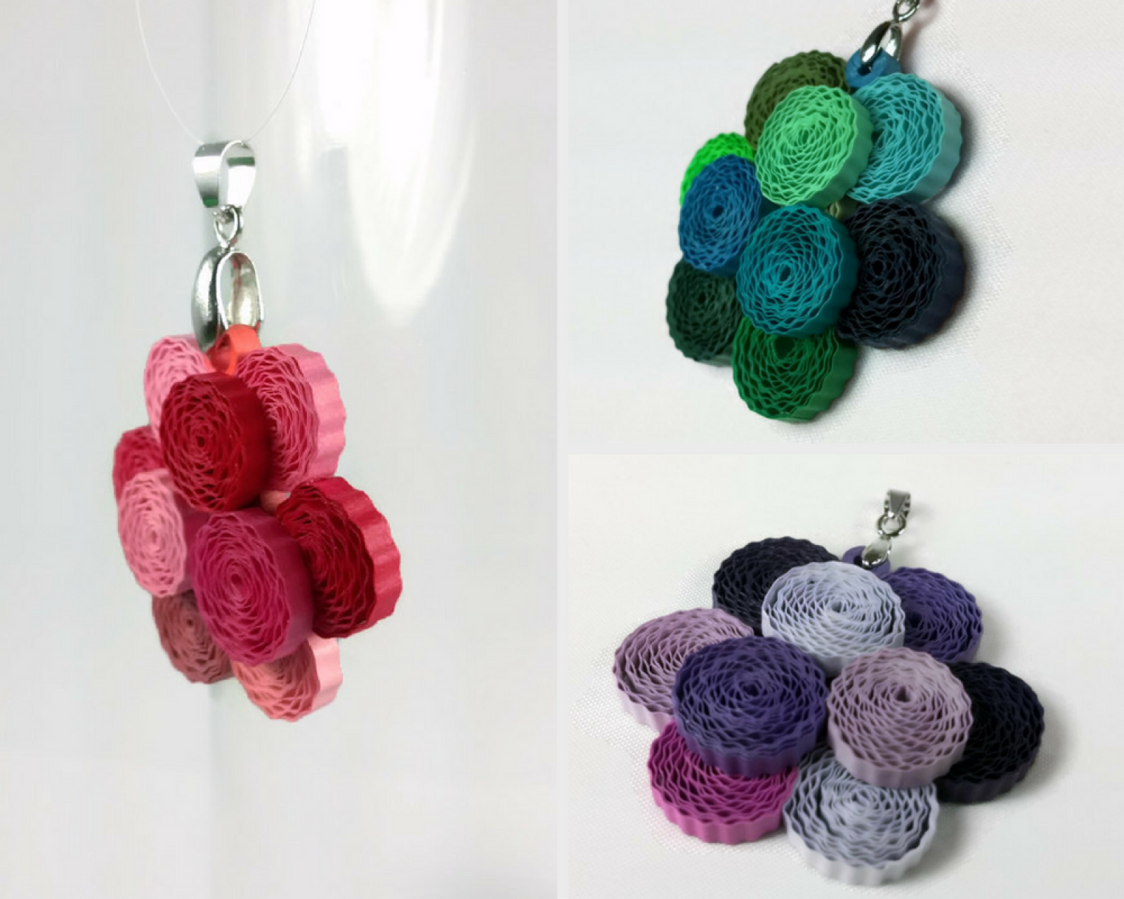 Peony Flower Paper Quilling Pendant Sweethearts and Crafts