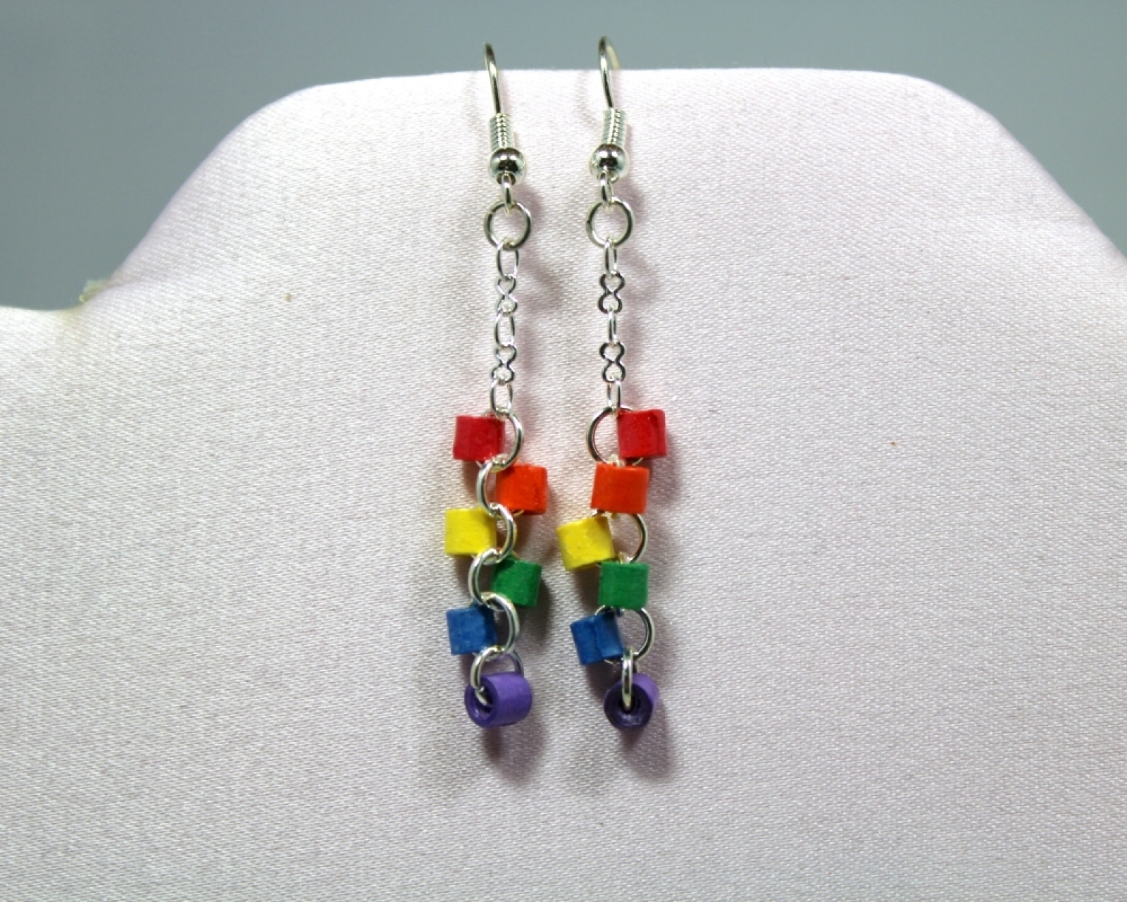 Gay Pride Rainbow Colors Flag Dangle Earrings 22mm Handcrafted Artisan Jewelry 