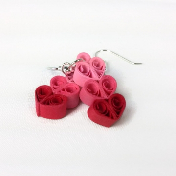 Three Hearts Earrings Paper Anniversary Gift