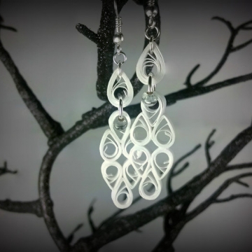 White Paper Quilled Handmade Bridal Earrings