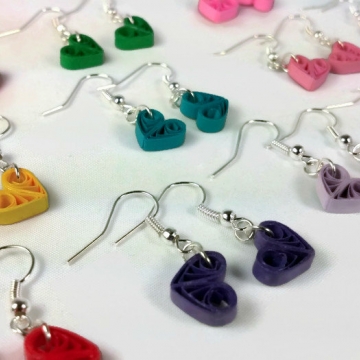 Tiny Heart Earrings Paper Anniversary Different Colors