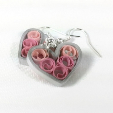 Pink Silver Heart Earrings Signature Sweetheart