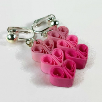 Paper Quilled Heart Clip On Earrings Paper Anniversary