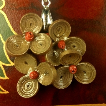 Bronze Paper Plumeria Flower Quilled Necklace