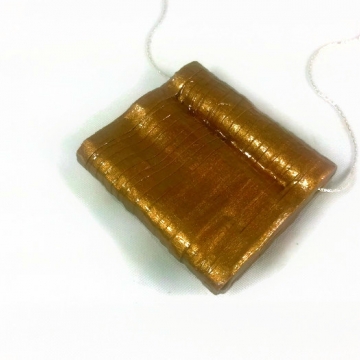 Chunky Gold Pendant Silver Chain Necklace