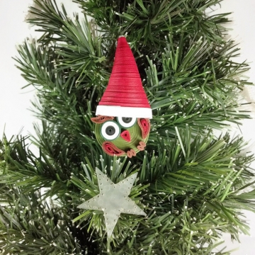 Christmas Santa Owl Handmade Ornament