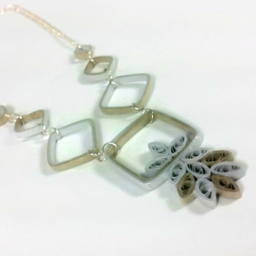 Geometric Squares Mixed Metal Paper Necklace