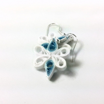 White and Blue Paper Earrings for Bridesmaid