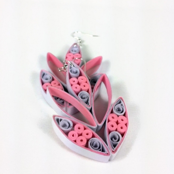 Pink and Purple Paper Quilled Statement Earrings