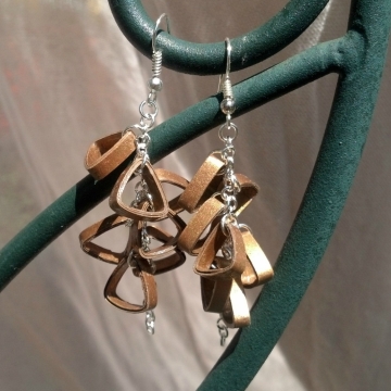 Gold Triangle Cluster Earrings Handmade Jewelry