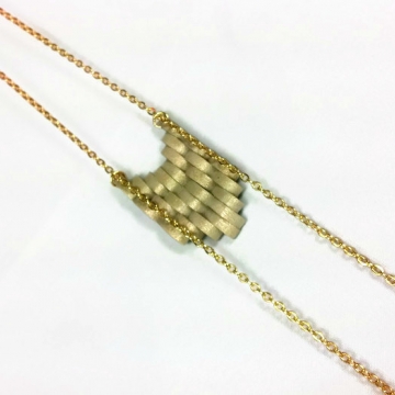 Long Gold Chevron Necklace Chain Dangles