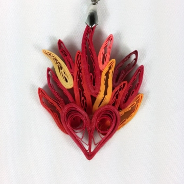 Paper Quilled Heart on Fire Pendant Anniversary Gift