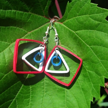 Red White and Blue Paper Geometric Earrings