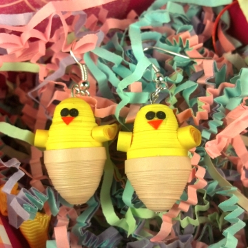 Baby Chicken Earrings for Easter Paper Quilled