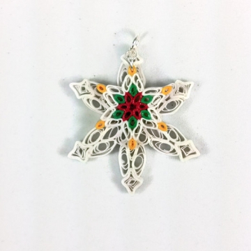 Christmas Quilling Snowflake Pendant with Poinsettia