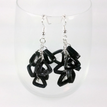 Modern Quilling Black Cluster Earrings