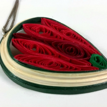 Handmade Red Lotus Flower Pendant Necklace