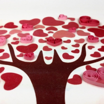 Quilled Hearts Love Tree Art Print Handmade Decor