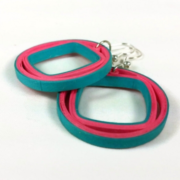 Round Modern Turquoise and Coral Earrings