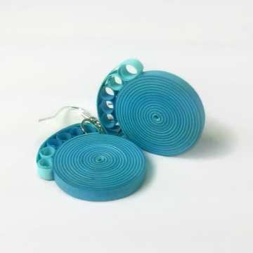 Handmade FIligree Dangle Earrings, Blue Green