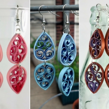 Paper Filigree Chandelier Earring Different Colors