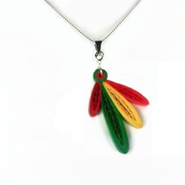 Four Feathers Necklace, Paper Quilling Jewelry