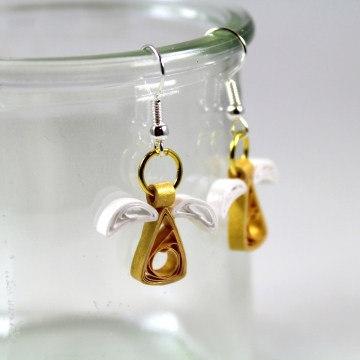 Gold Angel Earrings Christmas Quilling