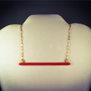 Gold and Red Horizontal Bar Paper Necklace