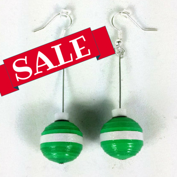 Green Red Christmas Ornament Earrings