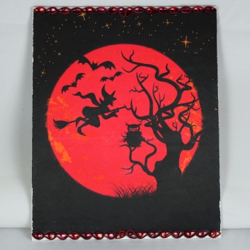 Halloween Decoration Red Moon Quilling Art