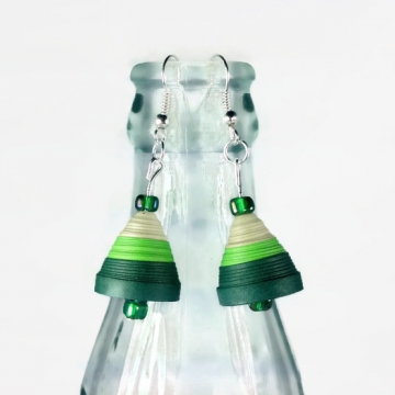 Paper Quilled Jhumka Earrings in Shades of Green