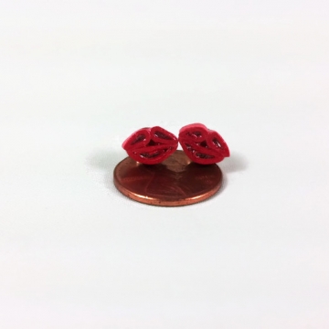 Tiny Lips Stud Earrings Red Kisses Jewelry