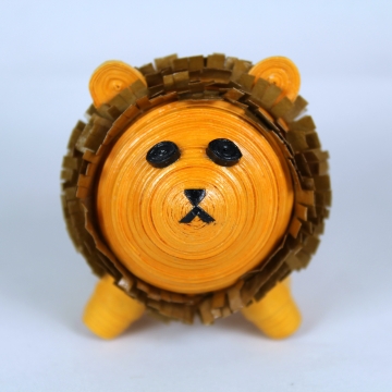 Lion Figurine Paper Quilling Art 3D Animal Ornament
