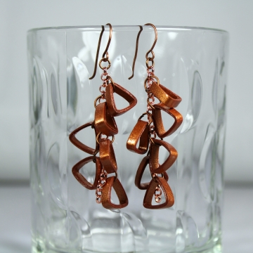 Copper Cluster Earrings Quilling Triangles