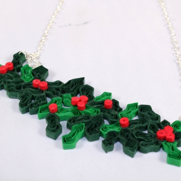 Holly Ivy Christmas Necklace Mistletoe Quill Jewelry