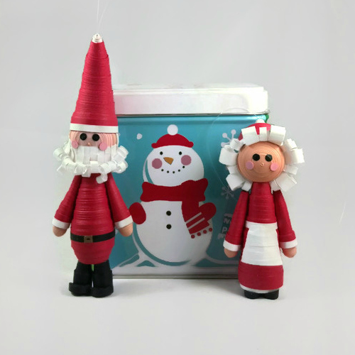Santa and Mrs Claus Ornaments Paper Quilling
