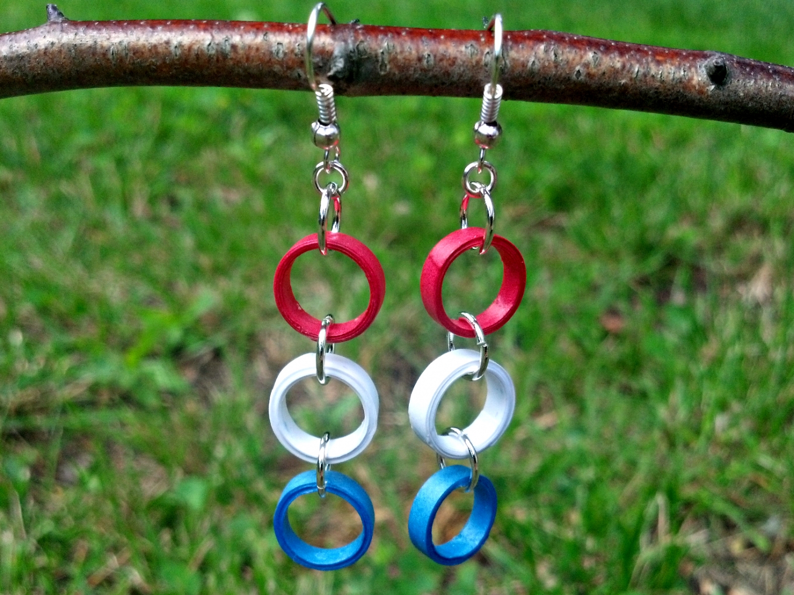 Red White Blue Paper Quilled Earrings Made in USA