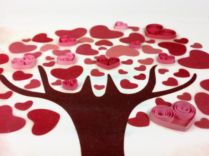 love tree with hearts quilling art